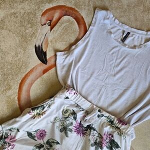 3/$25 Jaclyn Intimates Pajama Shorts Set XL Floral Green Pink Soft Stretch